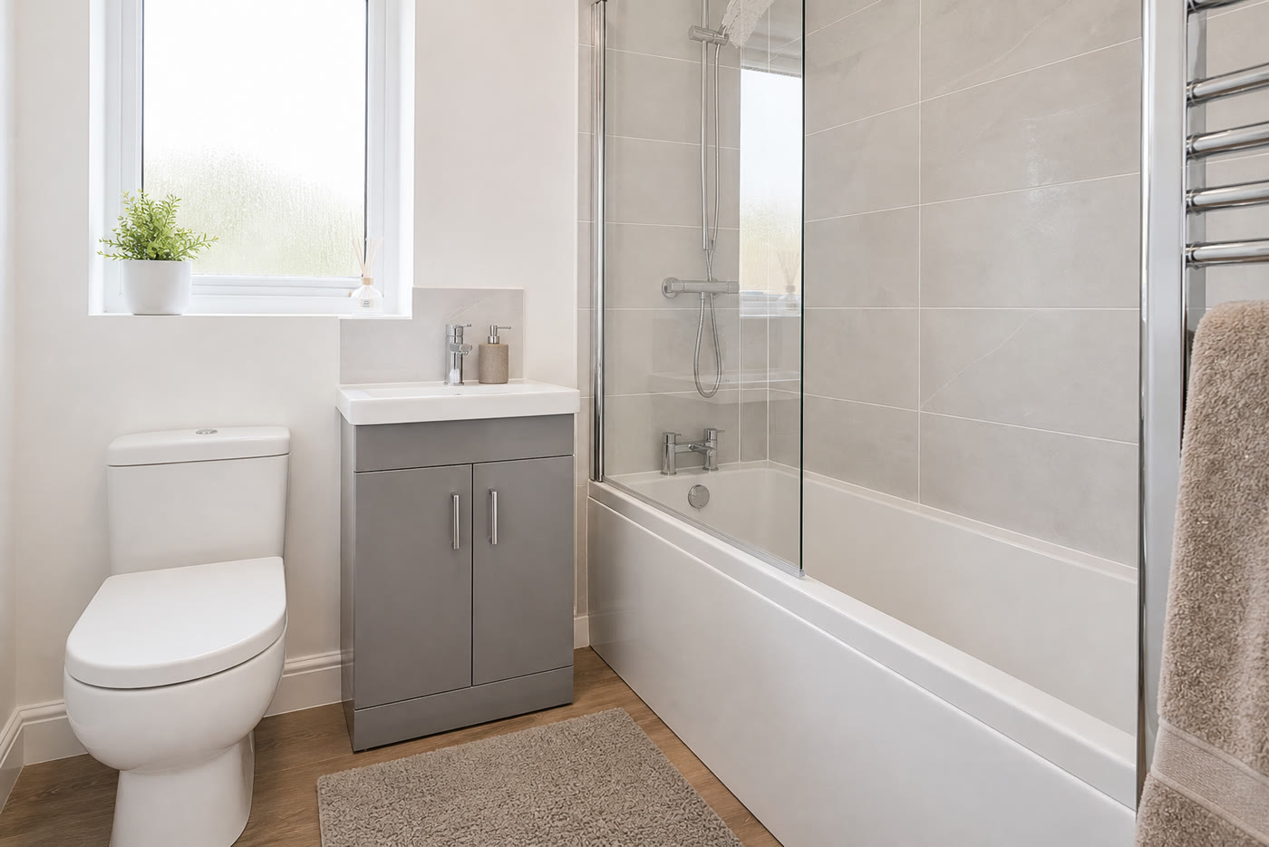 Fresh bathroom fixtures after property maintenance